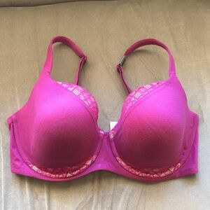 Victoria's Secret Lined Demi Bra with Lace Overlay Trim Size 38DDD